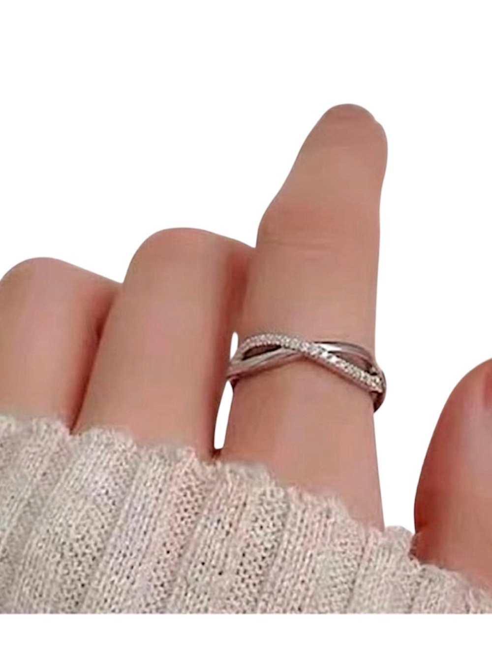 Sterling Silver 925 Infinity Adjustable CZ Ring